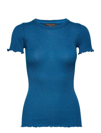 Cotton T-Shirt W/ Lurex Blue Rosemunde