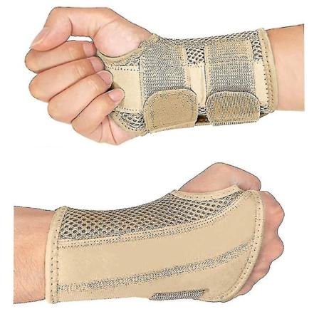 Handledsskena för karpaltunnelsyndrom, andningsbar handledsskena, nattskena med justerbara remmar för tendinit, artrit (höger hand S, beige)