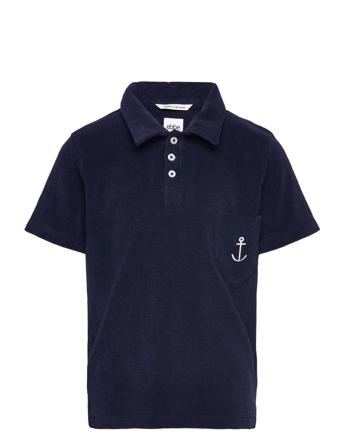 Ryatt Terry Polo T-shirts Polo Shirts Short-sleeved Polo Shirts Marineblå Ebbe Kids*Betinget Tilbud