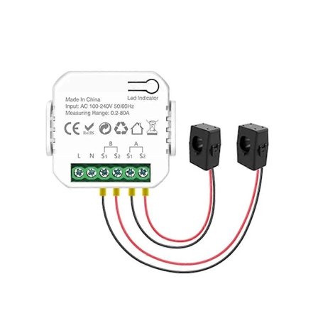 Tuya Wifi Smart Strømmåler med Strømtransformatorklemme 2 Kanaler 80A Energimåler Smart Hjem Wattmeter - WELLNGS