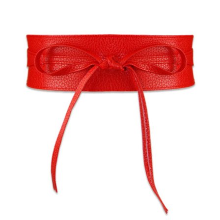 Naisten solmimisvyö, pituus 225 cm (punainen), leveä vyötärönauha, tekonahkaa