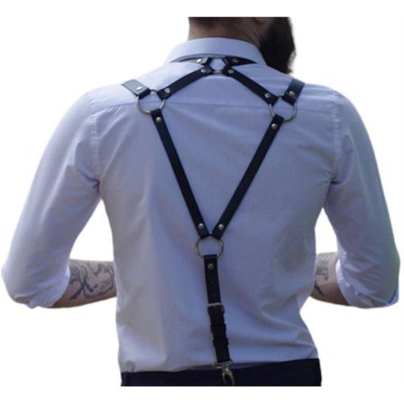 Justerbart lærbelte for menn med bryststroppbur