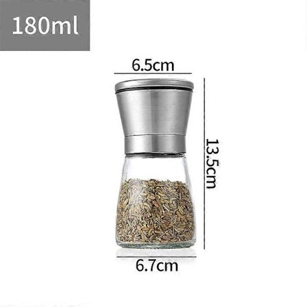 Salt- og pepperkvernsett, krydderkvern i rustfritt stål, 2 manuelle justerbare keramiske kverner med glasskropp
