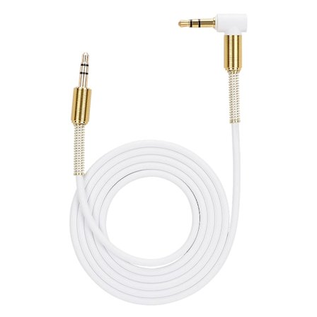 1m Høj Kvalitet 3,5mm Lige Han Jack til 3,5mm Vinklet Han Stik Audio Kabel Aux Snor (Hvid)