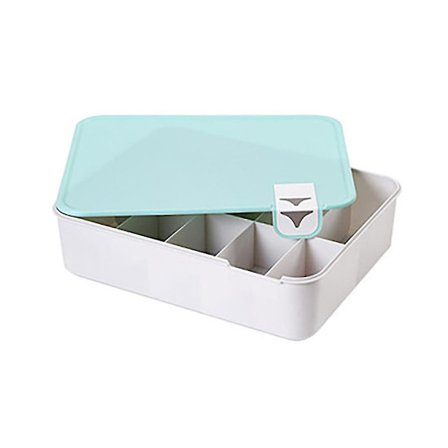 Hemkläder Förvaringslåda Med Markör Fyrkantig Underklädesbehållare Organizer För Strumpor Bh Kalsonger (med Blått Omslag, 10 Fack)