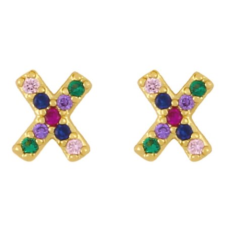 Örhängen Post Rainbow Cubic Zirconia Guldpläterad