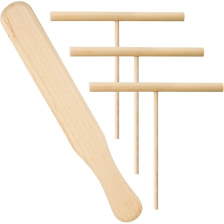 Sett, Crepes 1 Trekrepe Spole og 3 Crepe Rake Crepe Spreader Crepe Spreader for Kjøkkenredskaper Pannekaker Maker Cook