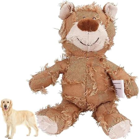 Uforgjengelig robust bjørn, hund utstoppede dyr tyggeleke, hundeknirkleker for aggressive tyggere stor rase (farge: 1 stk-b) light brown