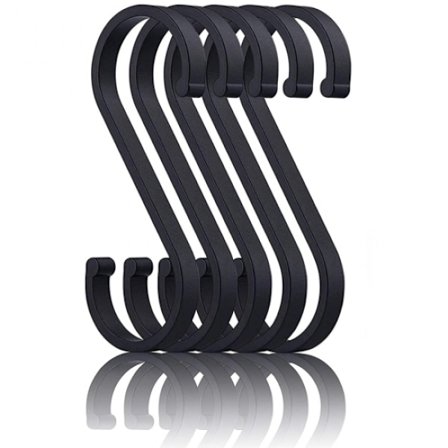 5 stk S-kroker 5-pakke Svart Svart