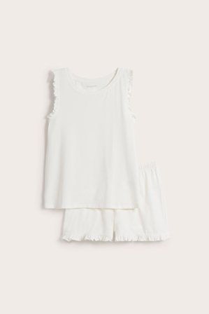 Kappahl | Pyjamas med linne och shorts | Offwhite