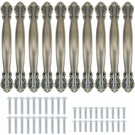 10 kpl Vintage Kaapin Vetimet - Antiikki Kaaren Muoto, 14,5 cm Pitkä, Yhteensopiva Huonekalujen Oviin