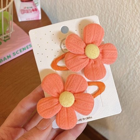 4 Par Tyg Blomma Par Clip ORANGE