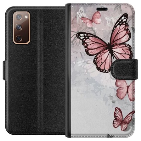 Yhteensopiva Lompakkokotelo Samsung Galaxy S20 FE Rosa perhosia