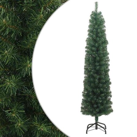 vidaXL Smalt kunstig juletre med fot grønn 180 cm PVC Grønn
