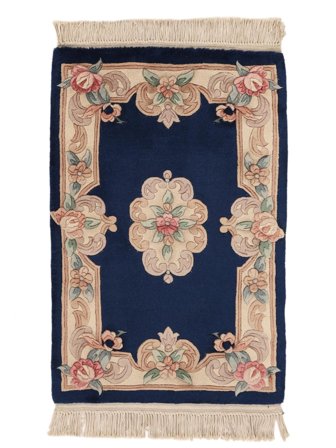 Orientalischer China 90 Line Teppich 60X92 Braun/Schwarz Wolle, China