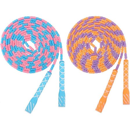 Hoppetau for barn, mykt perlebesatt langt hoppetau justerbart fritt segmentert flokefritt skole dobbel trenings fitness hoppetau for jenter gutter 