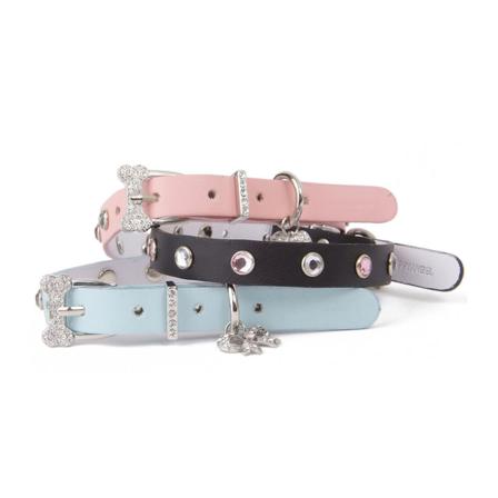 Crystal Bone Buckle Halsband - Blå - Scarfes, Charms & Halsbandssmycken, Draglinor, Läder- & Textilhalsband på Doggie.se