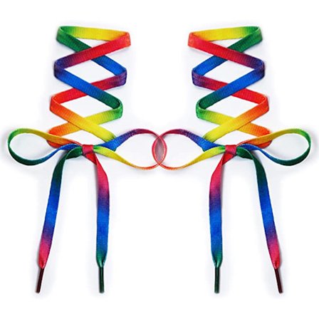 1 par - 120 cm, glänsande regnbågsfärgade skosnören