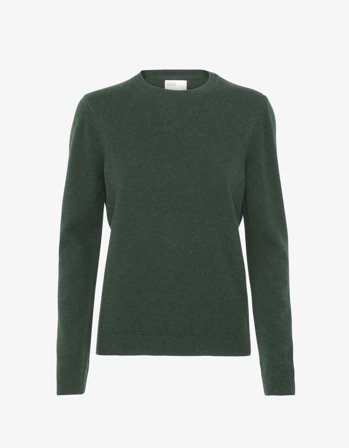 Women Light Merino Wool Crew - Emerald Green - S