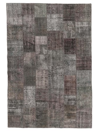 Patchwork Tæppe Moderne Brun/Sort (Uld, Tyrkiet)