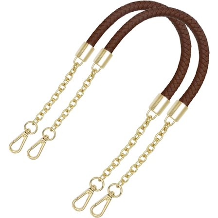 2 stk (Brun) Håndveskehåndtak Kjede Rem Flettet PU Lær Sho