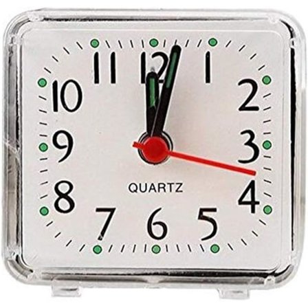 Hvit Firkantet Vekkerklokke, Stille, Liten Bærbar Reisevekkerklokke, Premium Kvalitet og Kreativ