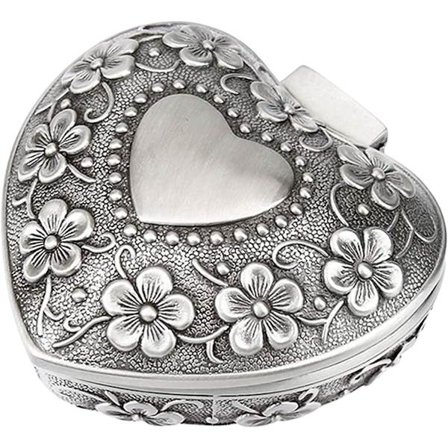 Vintage Smyckeskrin i Metall, Hjärta, Förvaring, Halsband, Brosch, Smyckeskrin, Hjärta, Metall, Smyckeskrin, För Örhängen