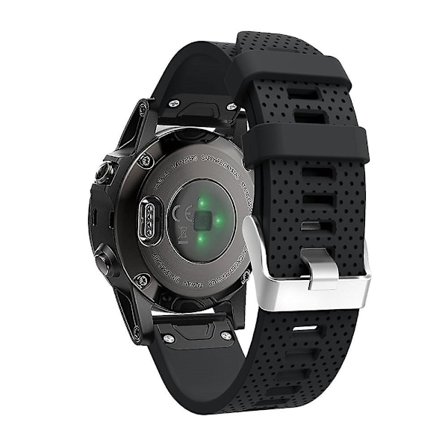 Svart Svart kompatibel med Garmin Fenix 5S Silikon Armbandsur (Vit) kompatibel med Garmin Fenix 5S