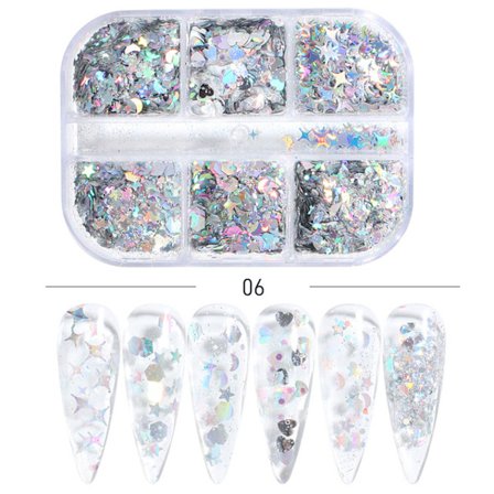 3 st Nail Glitter Magic Mirror Aurora Iridescent Puder Pärlpuder