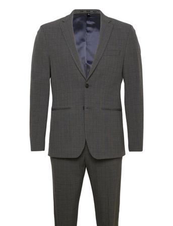 Slhslim-Josh Gr Blu Chk Suit Adv B Dress Grå Selected Homme*Betinget Tilbud