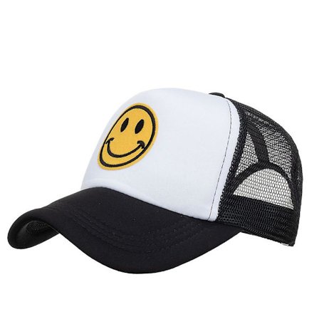 Smiley Face Trucker Hat Sommer Justerbar Mesh Baseball Cap