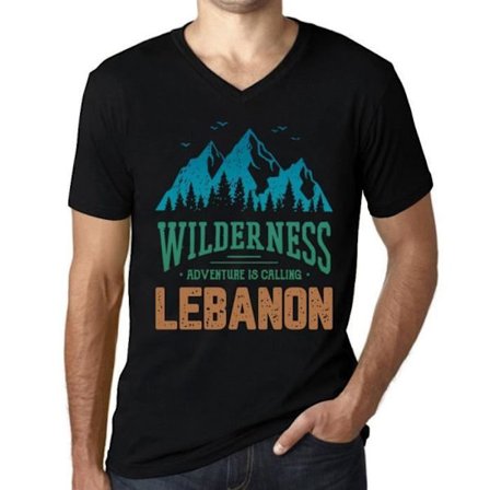 T-shirt med v-ringad herr Wild Nature Adventure Calls Libanon – Wilderness, Adventure Is Calling Libanon – Vintage T-shirt