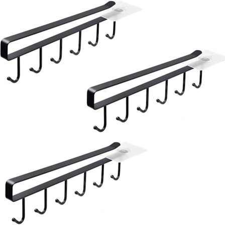 Set med 3 förvaringskrokar för koppar, vinglas, köksredskap,