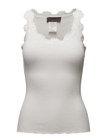 Silk Top W/ Lace T-shirts & Tops Sleeveless Creme Rosemunde