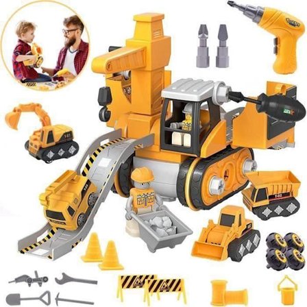 Lastbilfordon Lastbil Montera DIY Konstruktionssats med elektrisk borr Pedagogisk present till pojkar flickor 3 4 5 år gamla