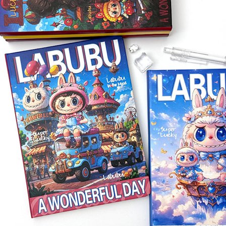 Labub u Graffiti A5 Färgsida Hårdpärm Anteckningsbok Söt Tecknad Färg Inuti Sidan Manuell Student Extra Tjock Anteckningsbok