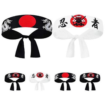 6 stk. Ninja Pannebånd Japansk Hachimaki Pannebånd For Karate Sushi Restaurant Kostyme Tilbehør Japansk Kokk Pannebånd Bredt Pannebånd Ninja Tilbehør