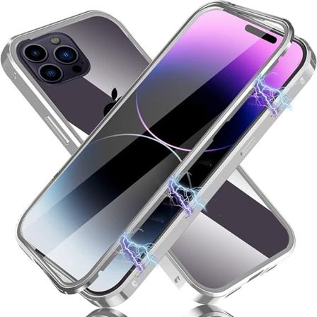 TG iPhone 14 Pro - Magnetiskt (Dubbelsidigt) Skal Silver