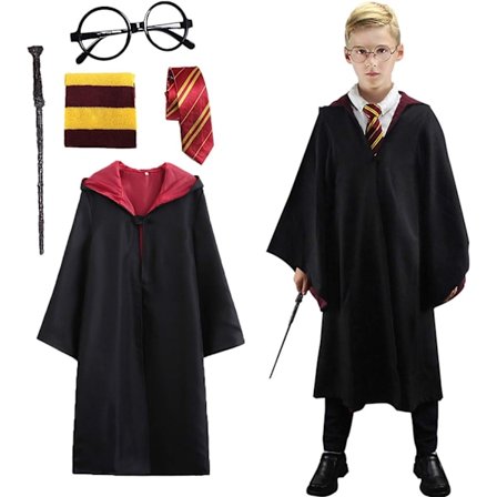 Halloween trollkarlsdräkt, trollkarlsrock med slips