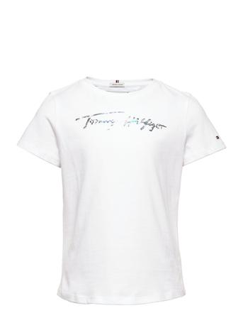 Script Print Tee S/S T-shirt Hvid Tommy Hilfiger