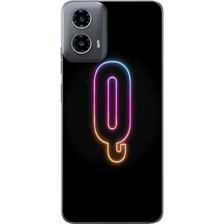 Kompatibel Mobilcover til Motorola Motorola Moto G34 Minimalistisk neonbogstav Q i lyse farver mod mørk baggrund