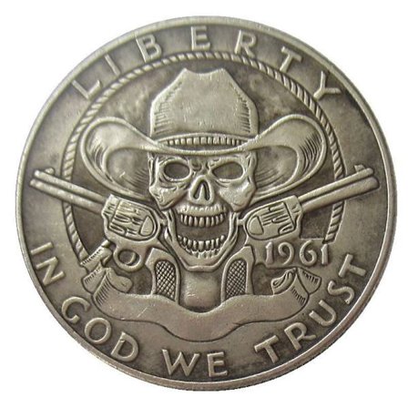 1961 Hobo Skull Minnemynt, 38mm Kobber med Nikkelbelegg, Cowboydesign, Unik Amerikansk Halv Dollar Replika