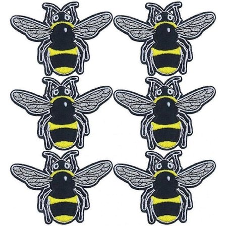 Bie Broderi Merke 6 stk. Dyr Stryke På Sy Applikasjon Dekorativt Repareringsmerke for Klær Ryggsekker Caps