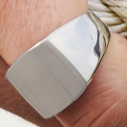 Leigh Silver-Tone Gravel Ring for Men - Signet rings