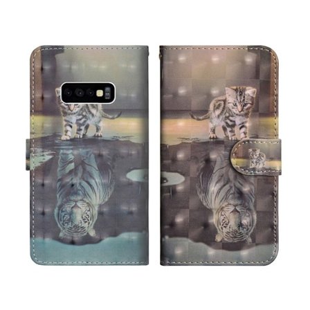 Samsung Galaxy S10e lysspot decorations læder flip etui - Kat