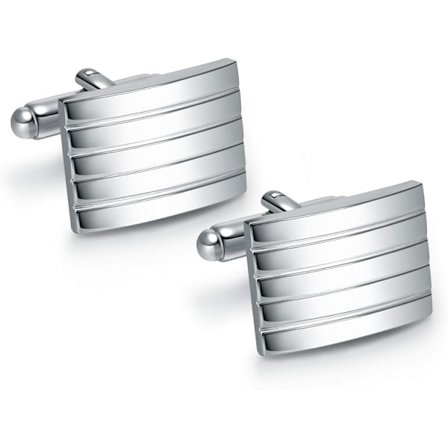 2-delad set manschettknappar silver rostfritt stål klassiska manschettknappar för herr randiga manschettknappar för kostym skjorta bröllop affärer 