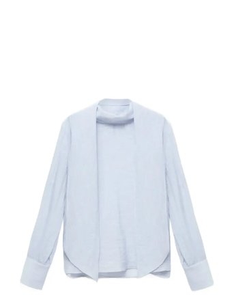 Mango | Textured Blouse With Foulard | M