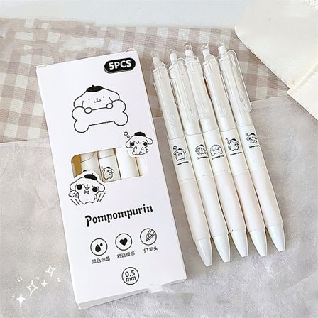 5 st Kawaii Pen Black Ink Gel Pens Estetisk brevpapper Pen Set