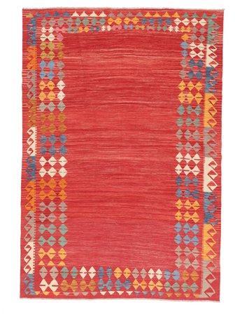 208X303 Tapis D'orient Kilim Afghan Old Style Rouge/Rouge Foncé (Laine, Afghanistan)