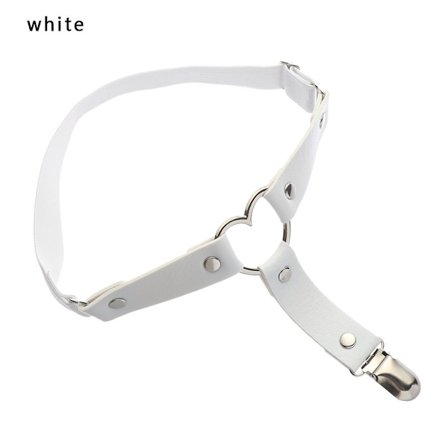 Hjärta Ben Strumpeband Strumpebandsbälte Pu Läder VIT